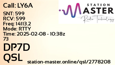 QSL Card for DP7D QSO with LY6A