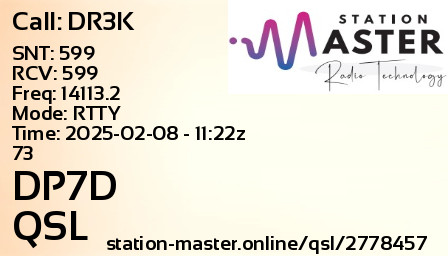QSL Card for DP7D QSO with DR3K