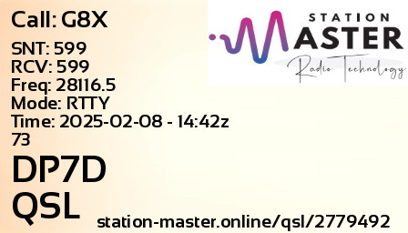 QSL Card for DP7D QSO with G8X