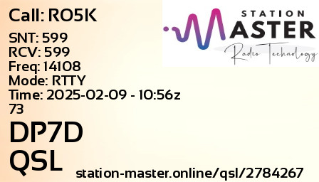 QSL Card for DP7D QSO with RO5K