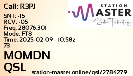 QSL Card for M0MDN QSO with R3PJ