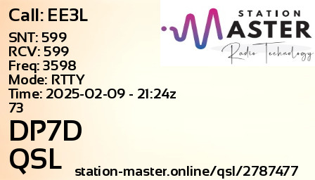 QSL Card for DP7D QSO with EE3L