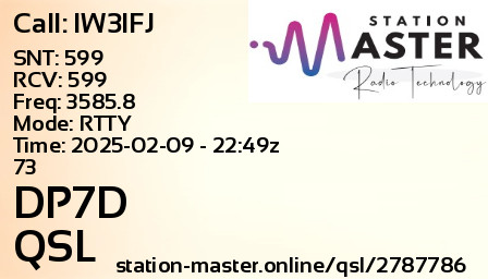 QSL Card for DP7D QSO with IW3IFJ