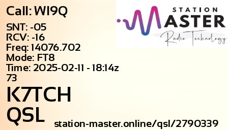 QSL Card for K7TCH QSO with WI9Q