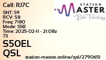 QSL Card for S50EL QSO with RJ7C