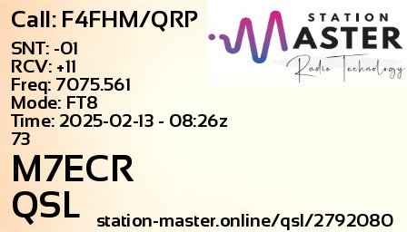 QSL Card for M7ECR QSO with F4FHM/QRP