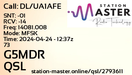 QSL Card for G5MDR QSO with DL/UA1AFE