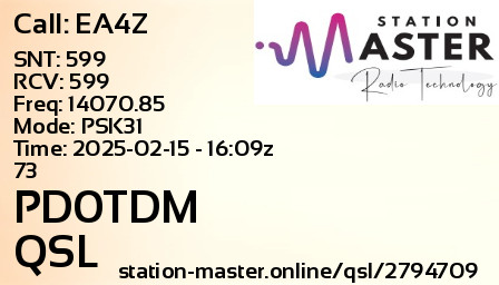 QSL Card for PD0TDM QSO with EA4Z