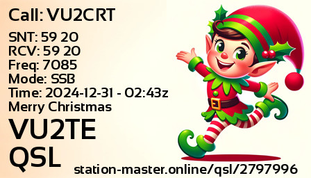 QSL Card for VU2TE QSO with VU2CRT