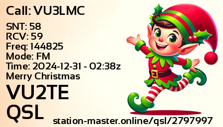 QSL Card for VU2TE QSO with VU3LMC