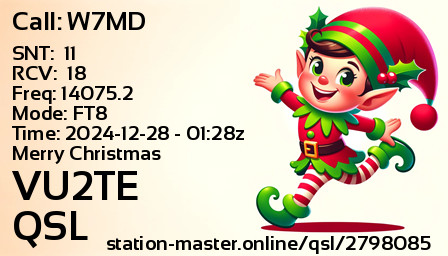 QSL Card for VU2TE QSO with W7MD