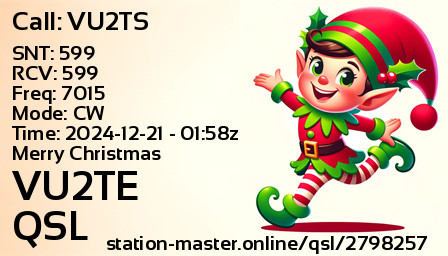 QSL Card for VU2TE QSO with VU2TS