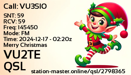 QSL Card for VU2TE QSO with VU3SIO