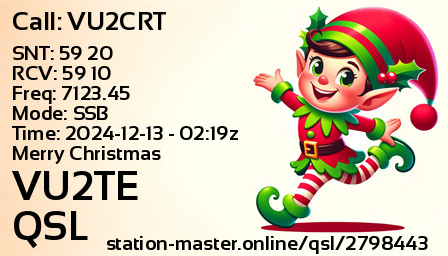 QSL Card for VU2TE QSO with VU2CRT
