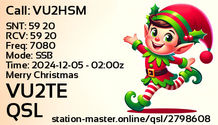 QSL Card for VU2TE QSO with VU2HSM