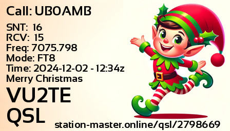 QSL Card for VU2TE QSO with UB0AMB