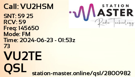 QSL Card for VU2TE QSO with VU2HSM