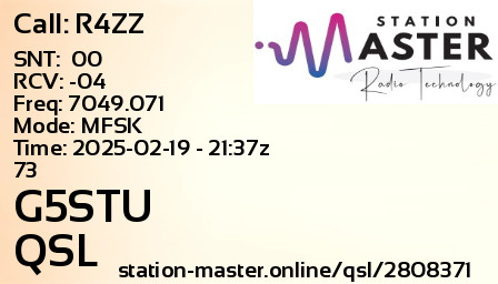 QSL Card for G5STU QSO with R4ZZ