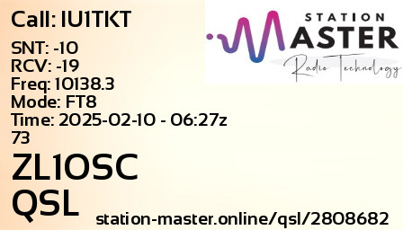 QSL Card for ZL1OSC QSO with IU1TKT