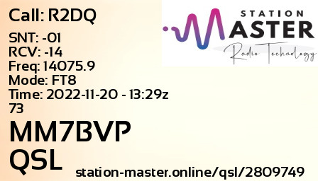 QSL Card for MM7BVP QSO with R2DQ
