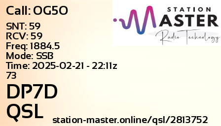 QSL Card for DP7D QSO with OG5O