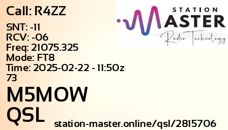 QSL Card for M5MOW QSO with R4ZZ