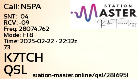 QSL Card for K7TCH QSO with N5PA