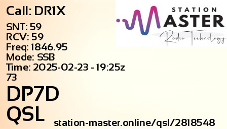 QSL Card for DP7D QSO with DR1X
