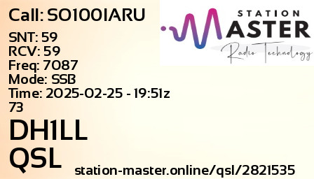 QSL Card for DH1LL QSO with SO100IARU