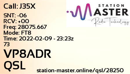 QSL Card for VP8ADR QSO with J35X