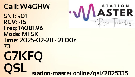 QSL Card for G7KFQ QSO with W4GHW