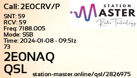 QSL Card for 2E0NAQ QSO with 2E0CRV/P