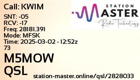 QSL Card for M5MOW QSO with KW1M