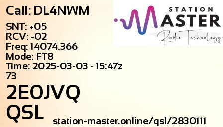 QSL Card for 2E0JVQ QSO with DL4NWM