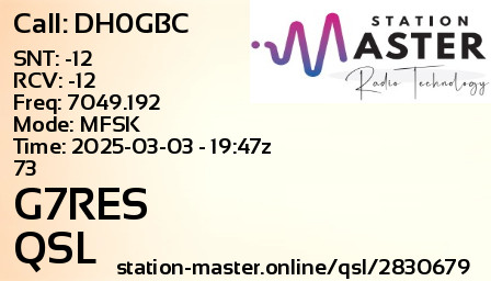 QSL Card for G7RES QSO with DH0GBC