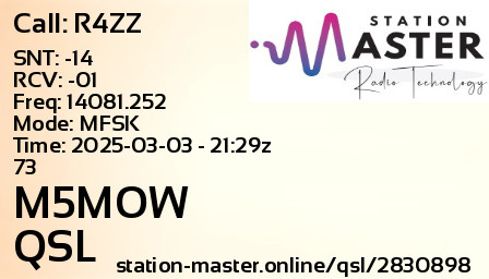 QSL Card for M5MOW QSO with R4ZZ