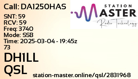 QSL Card for DH1LL QSO with DA1250HAS