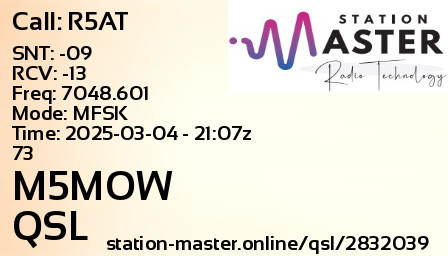 QSL Card for M5MOW QSO with R5AT