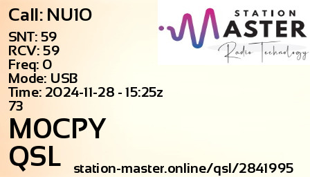 QSL Card for M0CPY QSO with NU1O