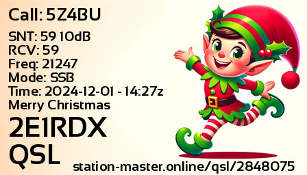 QSL Card for 2E1RDX QSO with 5Z4BU