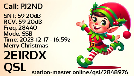 QSL Card for 2E1RDX QSO with PJ2ND