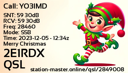 QSL Card for 2E1RDX QSO with YO3IMD