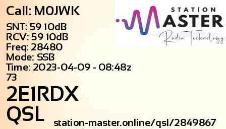 QSL Card for 2E1RDX QSO with M0JWK