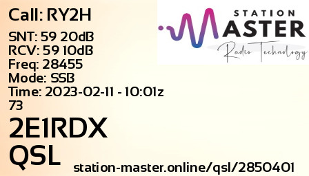 QSL Card for 2E1RDX QSO with RY2H