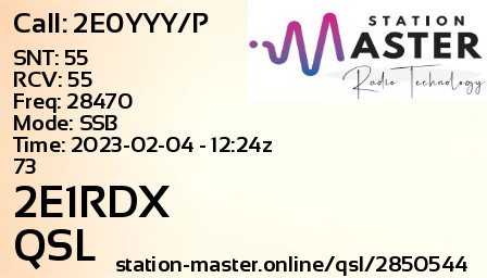 QSL Card for 2E1RDX QSO with 2E0YYY/P