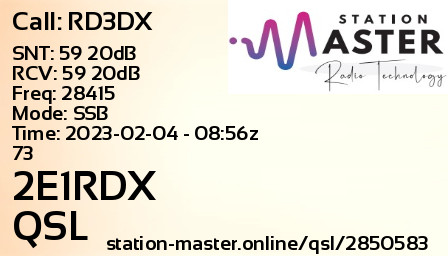 QSL Card for 2E1RDX QSO with RD3DX