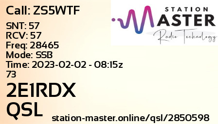 QSL Card for 2E1RDX QSO with ZS5WTF