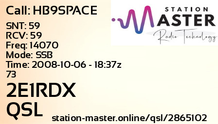 QSL Card for 2E1RDX QSO with HB9SPACE