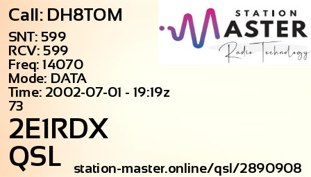 QSL Card for 2E1RDX QSO with DH8TOM