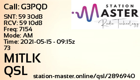 QSL Card for M1TLK QSO with G3PQD